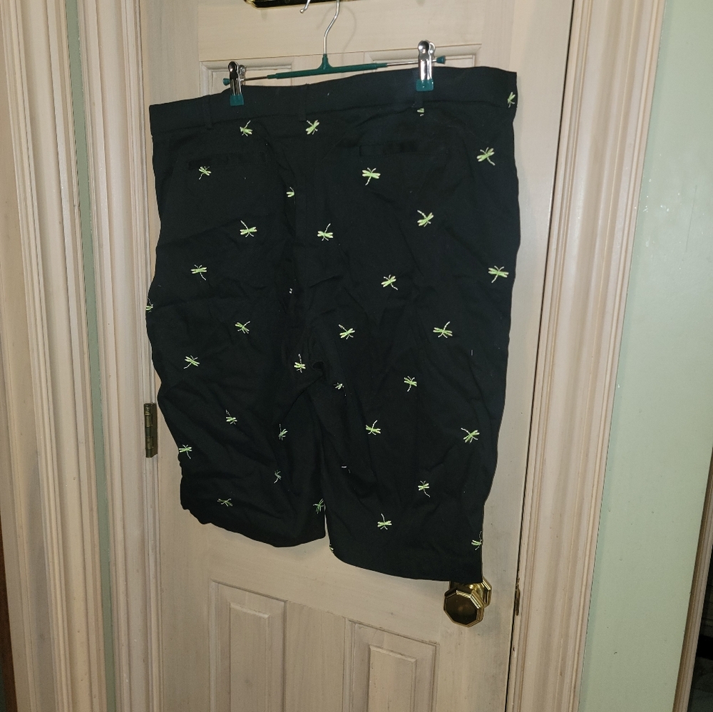 Womens Plus Sz 20W Briggs New York Longer Dragonfly Black Shorts - Picture 2 of 6